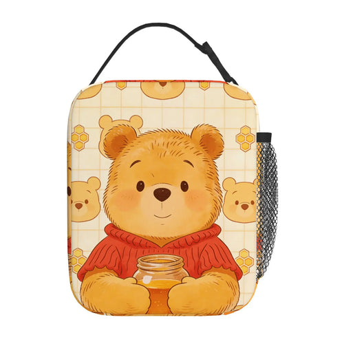 1pc Winnie the Pooh theme print design lunch bag, portable portable lunch bag, suitable for casual commuting